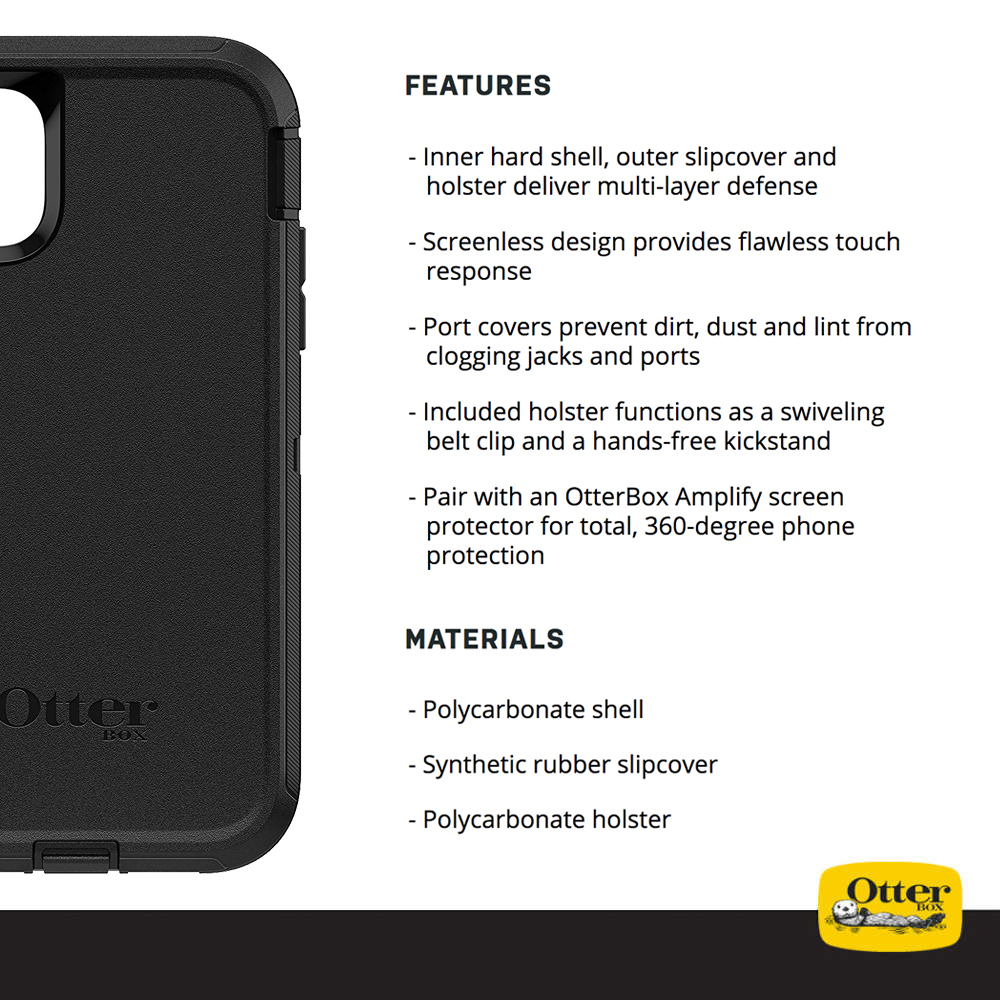 OtterBox Defender Shockproof Case (Belt Clip) for Apple iPhone 11 - Black